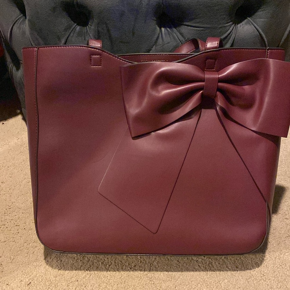 Karl lagerfeld burgundy bow tote
